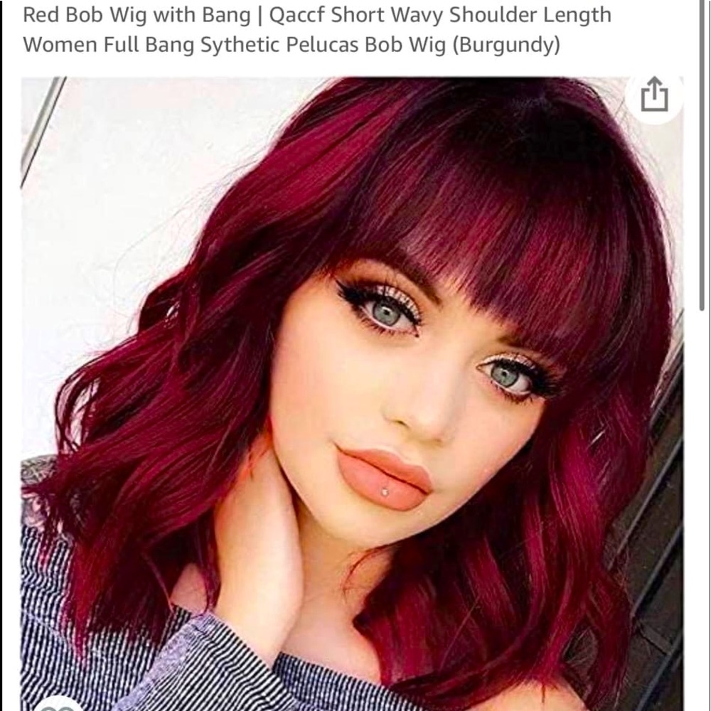 Red Bob Wig with Bang